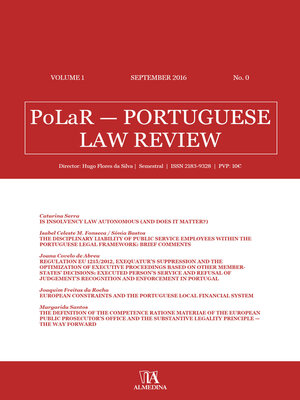 cover image of PoLaR Portuguese Law Review--Volume 1--n.º 0